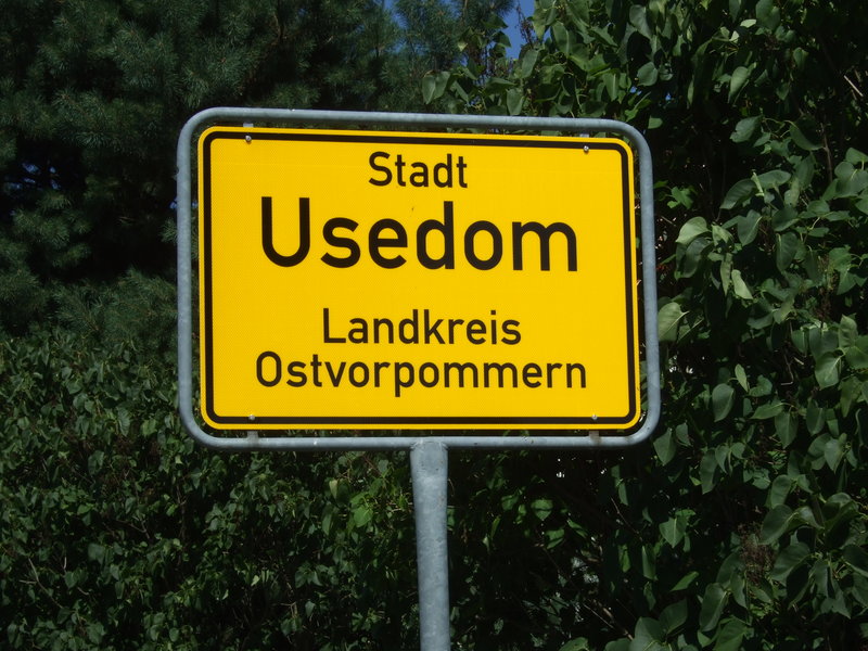 Das Stadtschild von Usedom