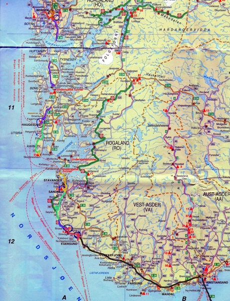 Die Route durch Norwegen
